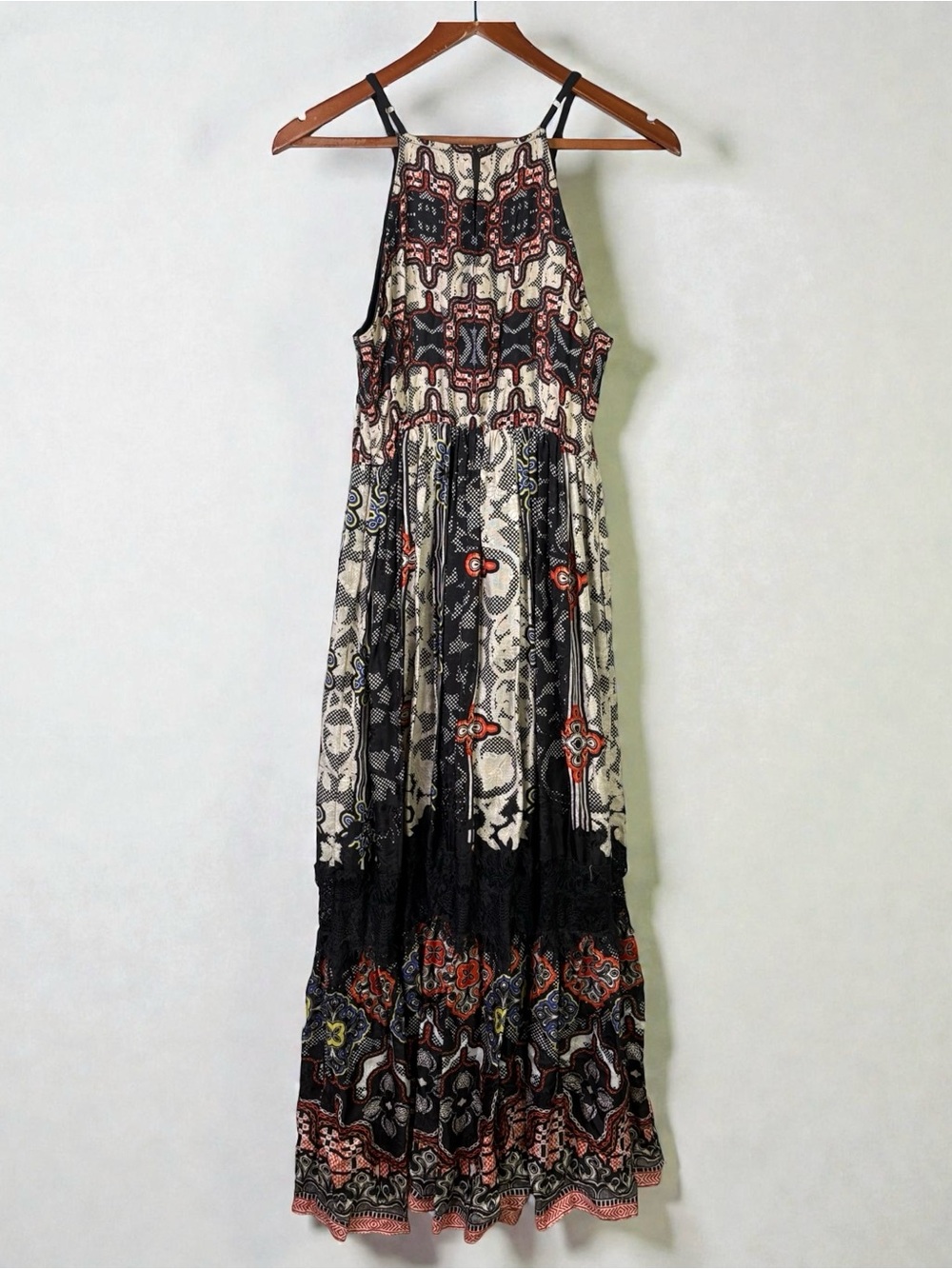 Anthropologie Bhanuni by Jyoti Tiered Maxi Dress Boho Print Size 4 - Picture 10 of 16